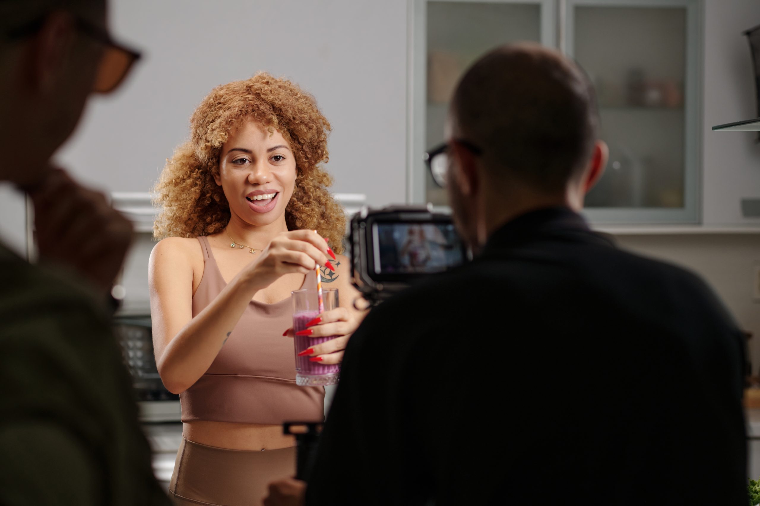 woman shooting a professional promotional video