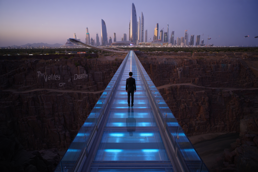 entrepreneur about to bridge the valley of death on his start-up journey